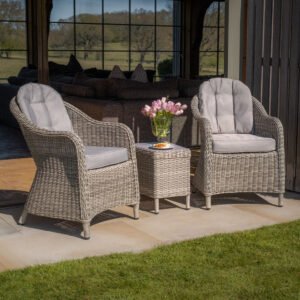 A Oxford 3 Piece Rattan Bistro Set - Ceramic Glass