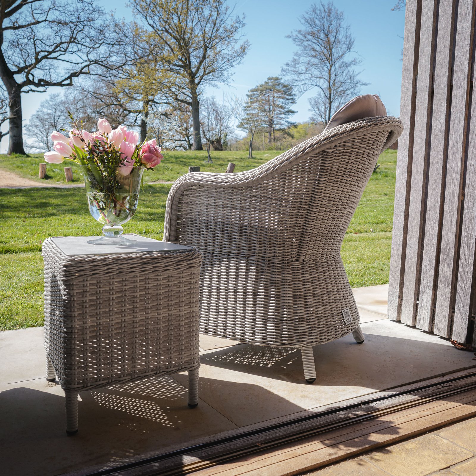 B Oxford 3 Piece Rattan Bistro Set - Ceramic Glass - Image 4