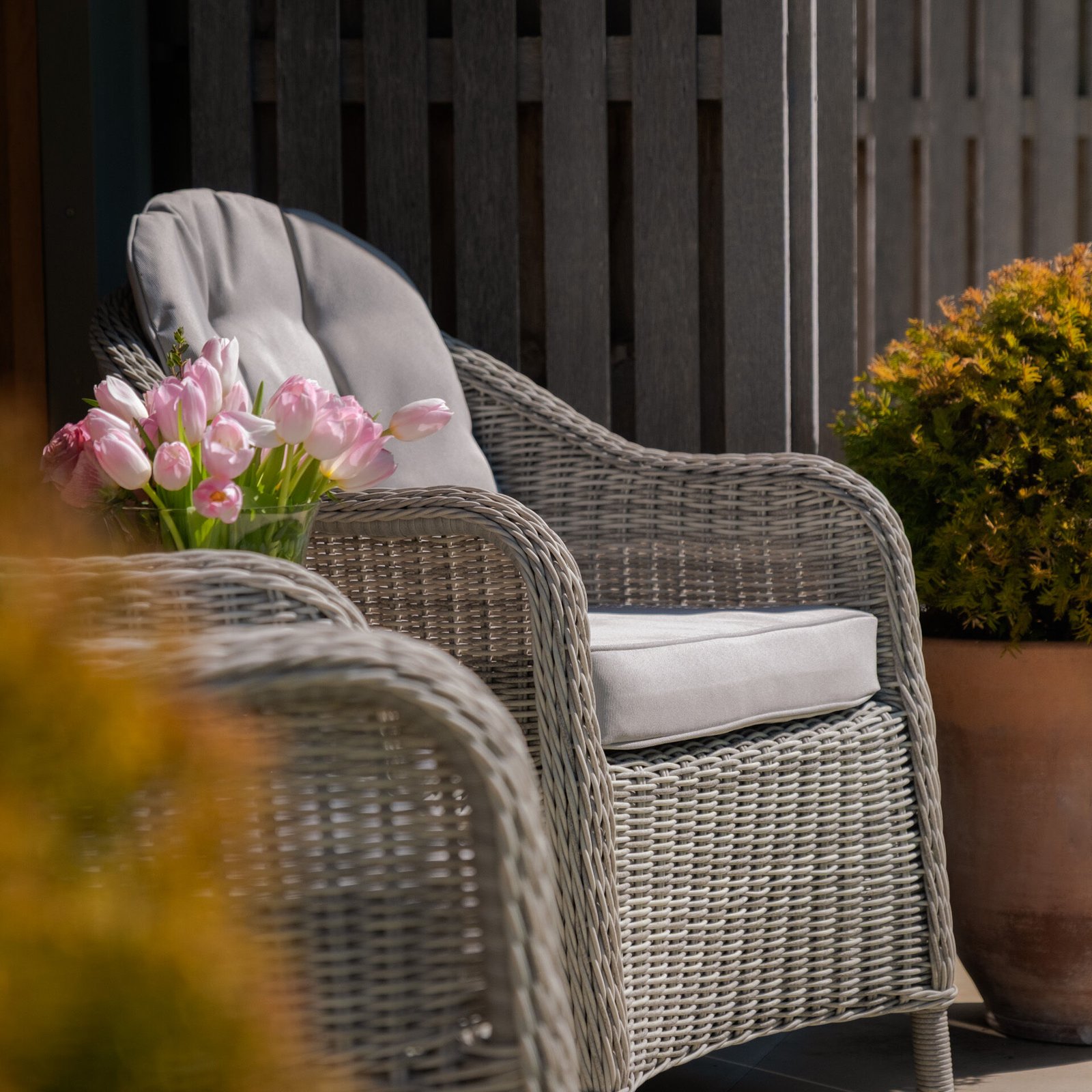 B Oxford 3 Piece Rattan Bistro Set - Ceramic Glass - Image 3